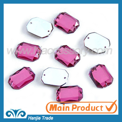Rectangle shape light pink acrylic rhinestone