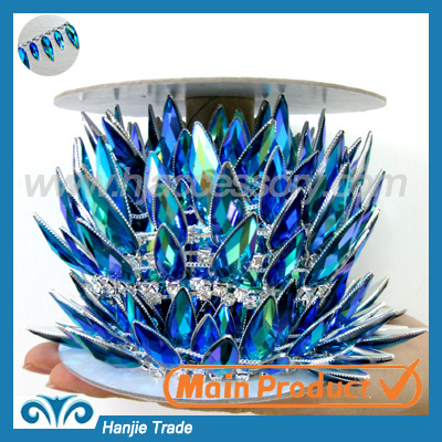 Blue AB crystal rhinestone cup chain trimming