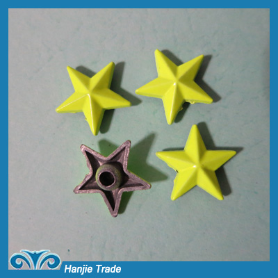 Wholesale 15mm Yellow Star Metal Spike Stud Rivet For the Jeans,Shoes