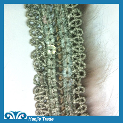 Hot-Sell White Feather Lace Trim With Metal Chain