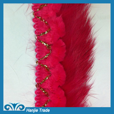 Hot-Sell Korean Gold Feather Lace Trim With Metal Chain